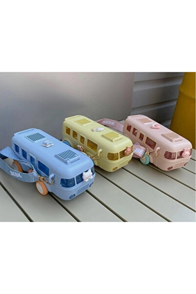 FASTSELLER Ayıcık Otobüs Araba Şekilli Su Bardağı, Pipetli Spor Su Şişesi ,ço...