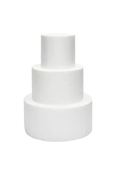 BLA BLA FOAM Macheta tort, rotunda, 3 etaje, 28x22x16 cm, 45cm H, alb