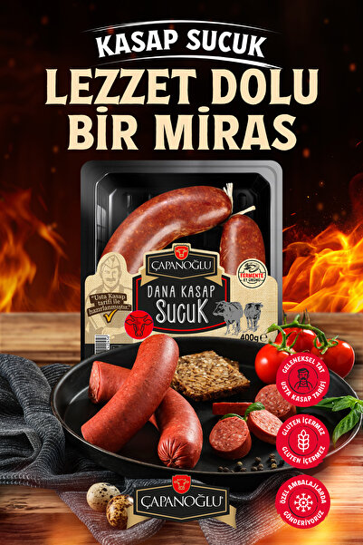 Çapanoğlu Kasap Usulü Dana Sucuk 400 Gr Glutensiz Fermente Şarküteri Lezzeti Kahvaltılık ve Mangallık