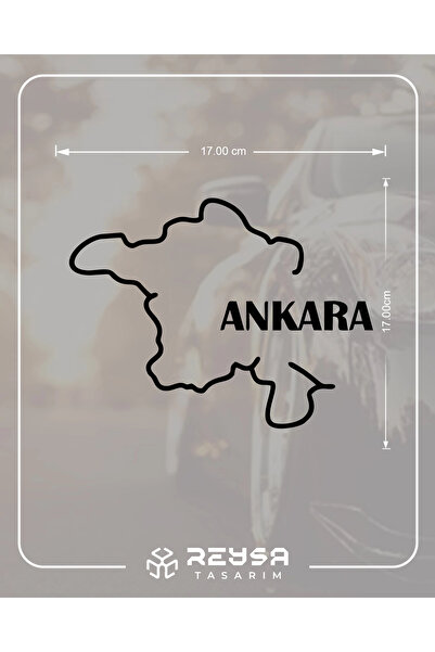 Reysa Tasarım ملصق سيارة خريطة أنقرة مقاس 17 × 17 سم باللون الأسود