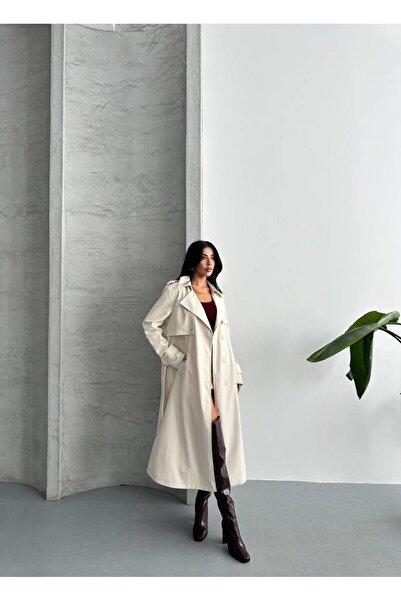 ÇEÇİM KADIN DÖKÜMLÜ MAXİ BOY TRENÇKOT ZYN-58704