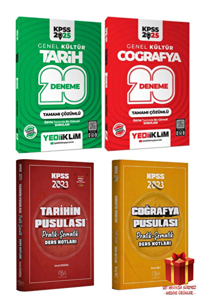 Yediiklim Yayınları 2025 Yediiklim KPSS Tarih+Coğrafya Deneme+CBA Tarih ders ...