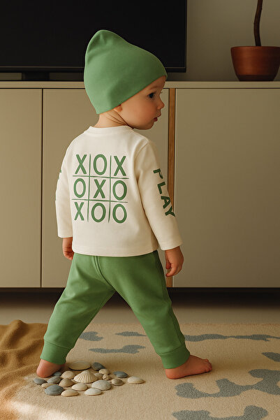 rg kidsstore Baby'Oxo' Printed Set of 4 - Pants / Long Sleeve Bodysuit / Hat / Jumpsuit Set_Rg226