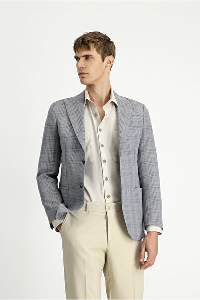 Kiğılı Αθλητικό μπουφάν με λεπτή εφαρμογή, λεπτή εφαρμογή, μείγμα από μαλλί και λινό, καρό