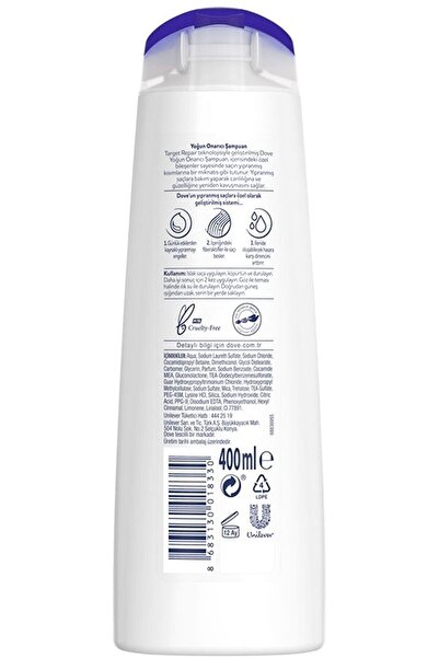 Dove ŞAMPUAN YOĞUN ONARICI 400ML 6 ADET