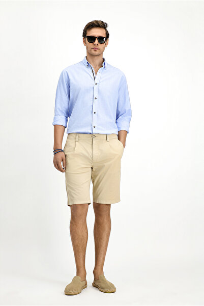 Kiğılı Regular Fit Pamuklu Pileli Bermuda Şort