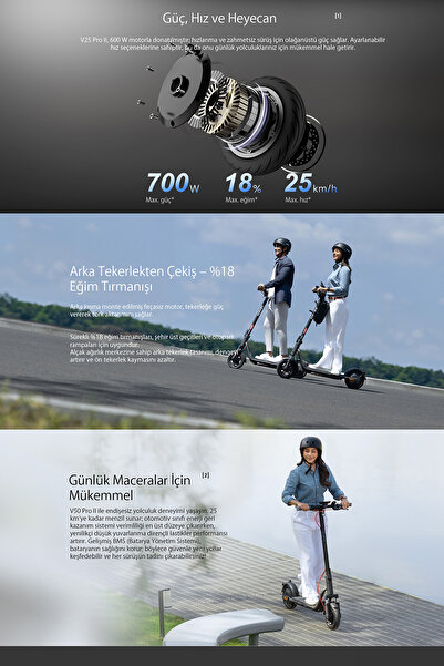 Navee v50i Pro 2 Elektrikli Scooter - Amortisörlü 50 Km Menzil 700w - TCS- Ipx5 - Doubleflip