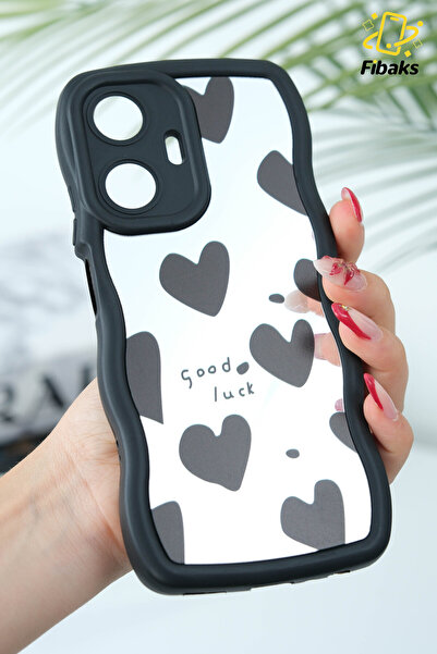 Fibaks Realme C55 Uyumlu  Kılıf Aynalı Kalp Desenli Yumuşak Kenarlı Kamera Korumalı Silikon Kapak