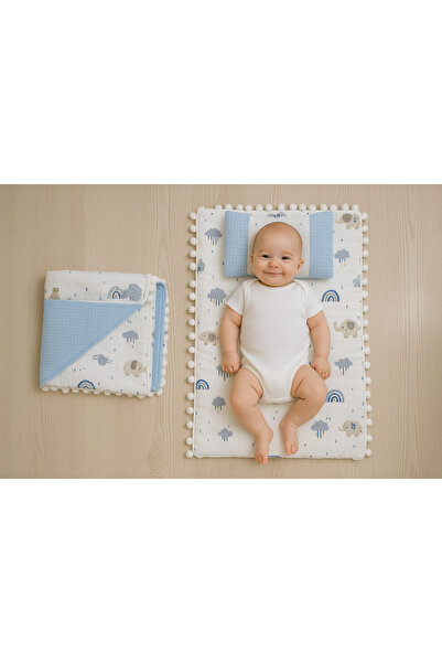 HEPSİ BEBEK %100 Organik Pamuk Çift Katlı 3’lü Alt Açma Takımı – Mavi Tilki &...