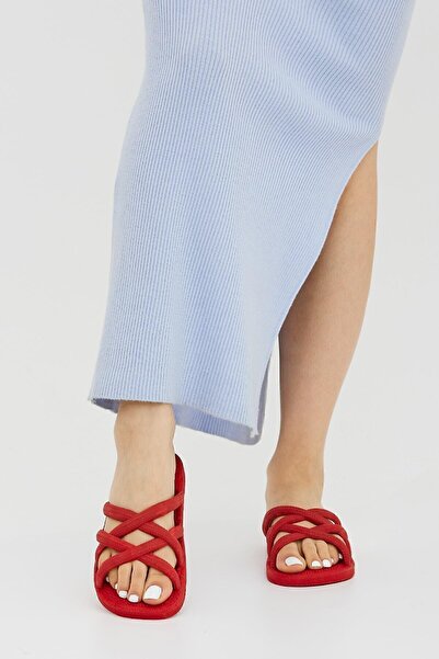 Moda Devrin Gz12494 Red Straw Look Anti-Slip Slippers Pool Sea Beach Slippers