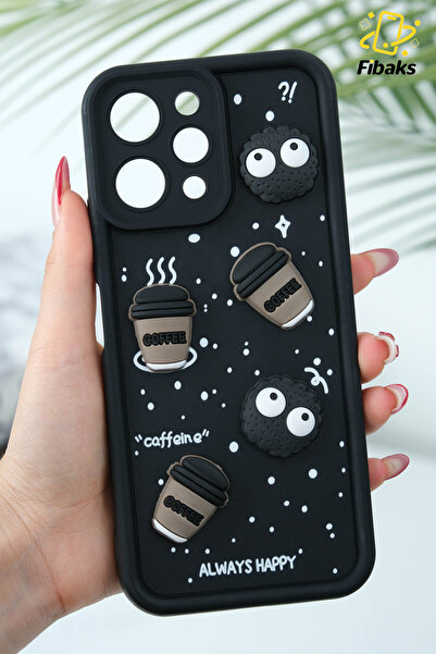 Fibaks Redmi 12 4g Kılıf Tasarımlı Desenli Kamera Korumalı Coffee Kurabiye Si...