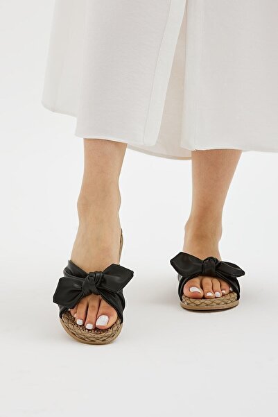 Moda Devrin Black Bow Дамски чехли за басейн и море - Неплъзгаща се подметка