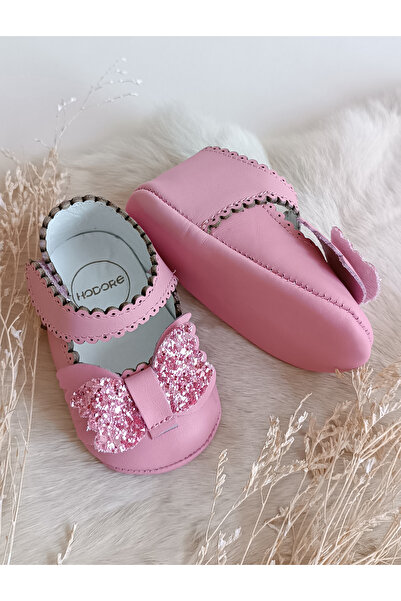 Hodore Angel Pink Genuine Leather Baby Moccasin Booties