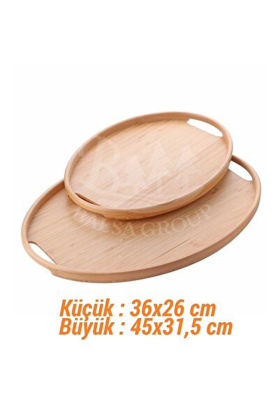 EZMK EV GEREÇLERİ Bambu Tepsi Seti, İkil Çay Kahve Sunum Tepsi - Elips Tepsi ...