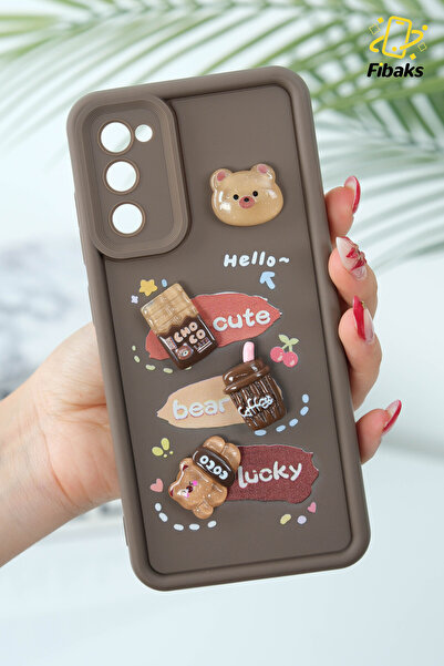 Fibaks Galaxy S20 Fe Compatible Case Designed Patterned Camera Protected Teddy Bear Brown Color Soft