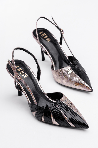 Tasarım Pantofi stiletto pentru femei, cu curea la gleznă și model șarpe, pentru nuntă, comozi și chic