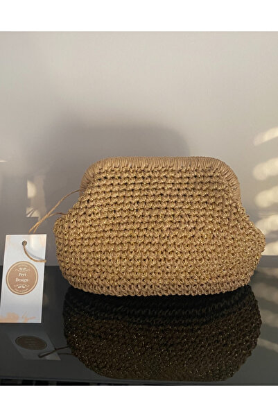 PeriStore حقيبة يد منسوجة يدويًا من الخوص باللون الذهبي اللامع من بيريديزاين،...