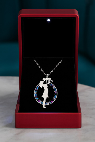 KAR DİAMOND 14 Ayar Altın Zincirli Miks Taşlı Anne Çocuk Kadın Kolye - Sertif...