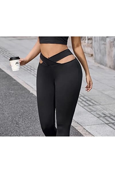 Lacis Colanți negri cu talie joasă pe laterale