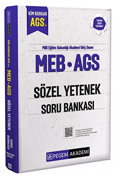 Pegem Akademi Yayıncılık MEB AGS Kim Korkar Sözel Yetenek Soru Bankası Tamamı...