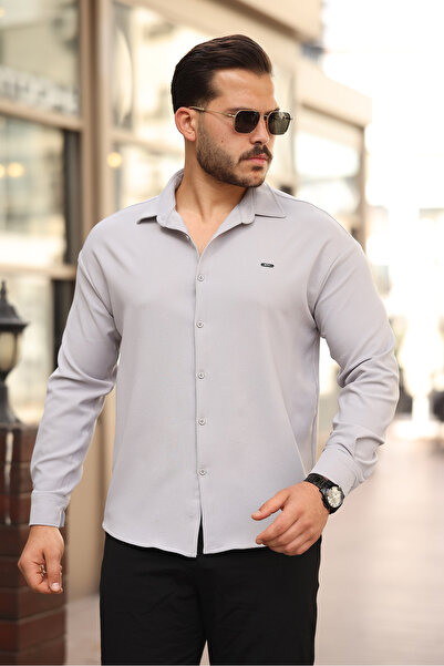 Artı1 Slim Fit Long Sleeve Easy Ironing Sweat Absorbing Breathable Double Face Four Seasons White Men's Shirt