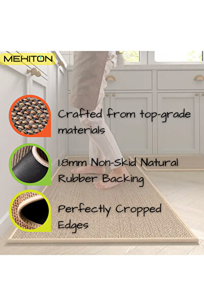 MEKITON Set of 2 PCs Premium Anti-Fatigue Kitchen Mats, Non-Skid Natural Rubber Kitchen Floor Mats,