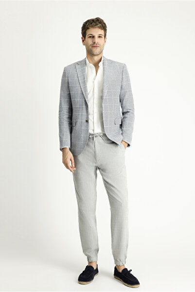 Kiğılı Класичний піджак з картатим візерунком, slim fit, з льону