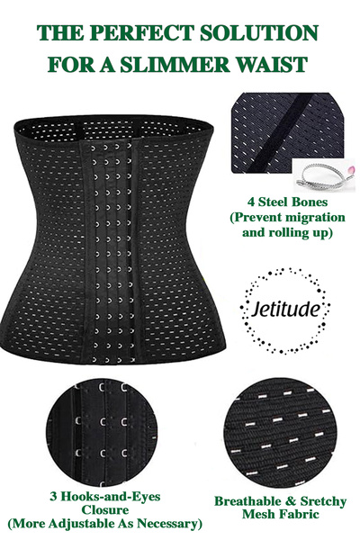 Jetitude Waist Shaping Corset with 4 Rods, Medium Compression Degree, Breathable, Black