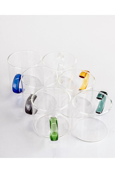 BACK SINE Renkli Kulplu Cam Espresso Türk Kahvesi Fincan Seti – Şık Sunumlar ...