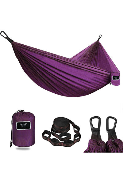 storeful Hamac PRO, 270x150 cm, curele de prindere si doua carabine incluse, mov