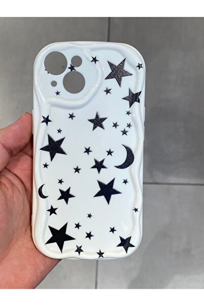 Mee.co İphone 13 Ve 14 Uyumlu Ay Yıldız Desenli Sert Silikon Kılıf