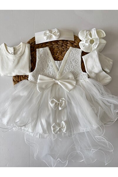 PİLEKİ BABY 0 4 Ay ( 5 Parça ) Yenidoğan Bebek Mevlüt Elbisesi Prenses Elbise...