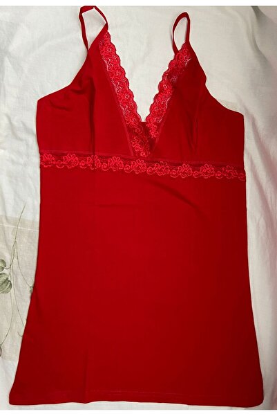 Wotrart Şık Ve Rahat Dantel Detaylı Kadın Gecelik Atlet