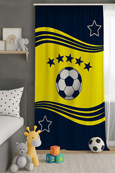 Bebişim Halı ستارة خلفية لغرفة الأطفال ذات أجنحة مزدوجة باللون الأصفر والأزرق...