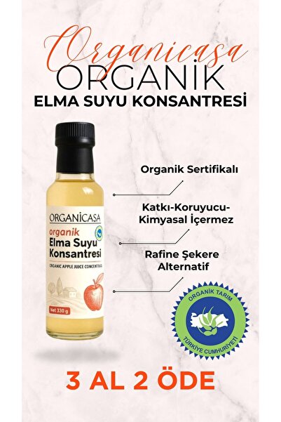 organicasa Organik Elma Suyu Konsatresi (Deiyonize Edilmiş) (Net : 330 gr) Ca...