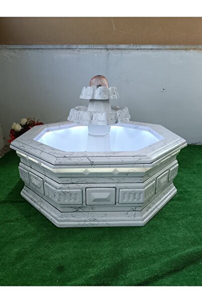 Future Fiberglas Hazır Süs Havuzu (FİBERGLAS) Beyaz Mermer Efekti 105 Cm (ŞELALE , FISKİYE)