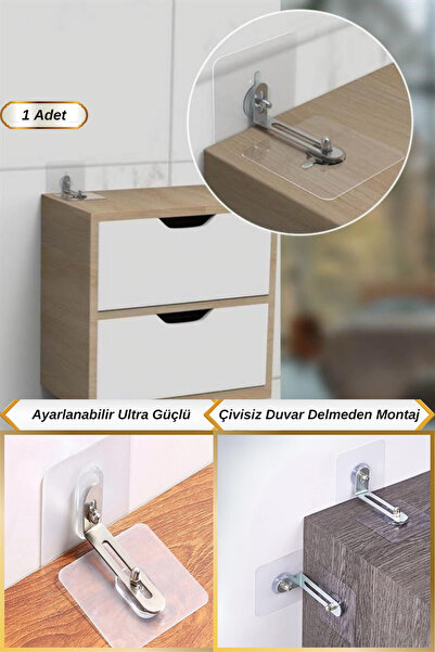 Hane Dostu Ultra Güçlü Duvar Delmeden Ayarlanabilir Mobilya Sabitleyici | Deprem Eşya Sabitleme Aparatı