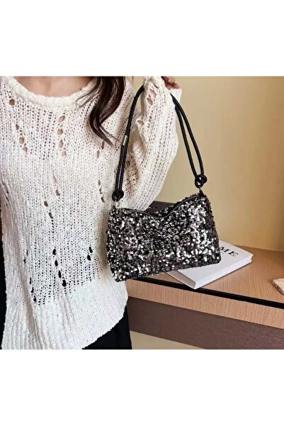 Bacoss Geantă de umăr cu paiete pentru femei (bc-1218gmş)