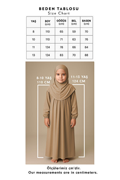 Mesa Charm One Piece Organic Cotton Hijab Plug and Remove Hijab Children's Prayer Dress Gray