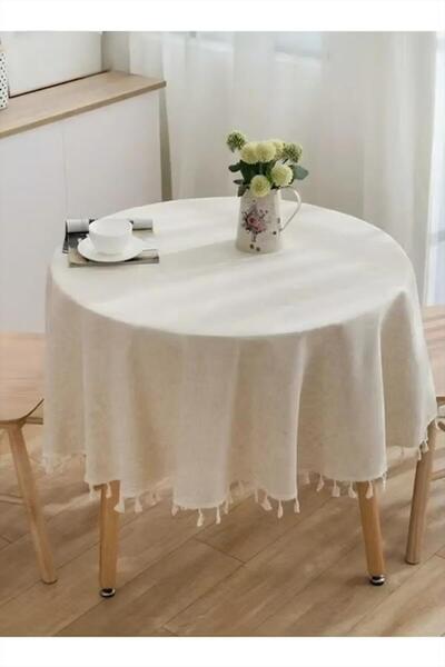 Generic Tassel Cotton And Linen Tablecloth For Restaurant Catering Party And Kitchen 120cm