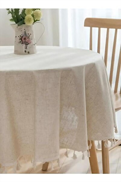 Generic Tassel Cotton And Linen Tablecloth For Restaurant Catering Party And Kitchen 120cm