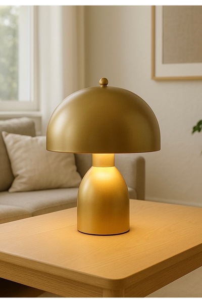 burenze Modern Burry Abajur Masa Lambası Metal Gövde Tasarım Ürün Eskitme Gold Sarı