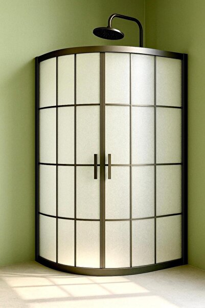 Durul Duşakabin Oval Siyah Çizgi Buzlu 5mm Yükseklik 190 Cm