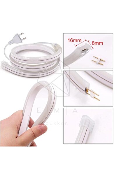 Ema Dükkan 5 Metre Mavi 220 Volt Neon Led Tak Çalıştır Esnek Şerit Neon Led Aydınlatma 8x16 Mm Hortum Led