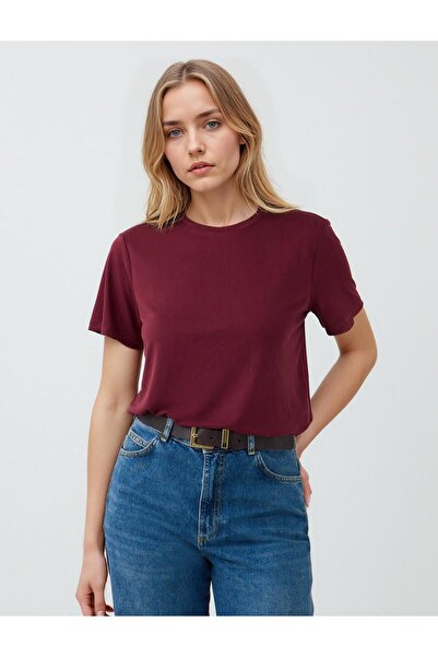 Jimmy Key Tricou modal tricotat cu mânecă scurtă, roșu Claret