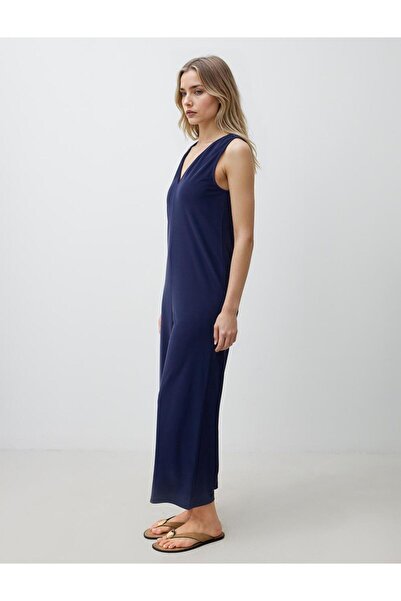 Jimmy Key Lacivert Düz Kesim V Yaka Örme Tulum