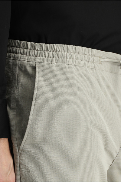 Kiğılı Techno-Line Slim Fit Narrow Cut Classic Fabric Trousers with Elastic Waistband and Drawstring