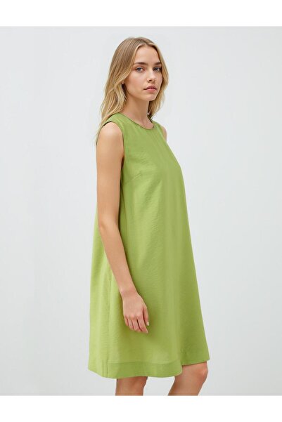 Jimmy Key Πράσινο άνετο αμάνικο μίντι φόρεμα με στρογγυλή λαιμόκοψη