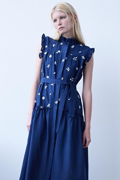 By Mare Style Afrodile-Maxi Linen Cotton Navy Blue Dress