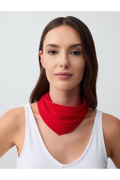 Jimmy Key Red Pleated Woven Scarf